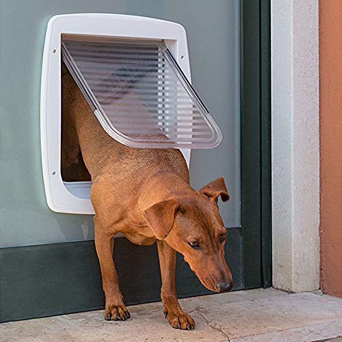 Ferplast Puerta para perros y gatos SWING 11, Universal, Pasaje controlable, Protección contra corrientes de aire, Túnel completo, Blanco (White), 31 x 9.6 x 38.4 cm