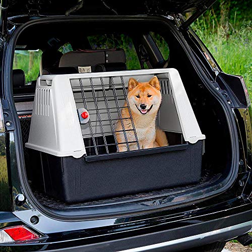 Ferplast Transportín para Perros para automóvil Atlas Car 80, Rejillas de ventilación, Compartimentos portaobjetos, Alfombrilla de Drenaje incluida, 82 x 51 x h 61 cm Gris