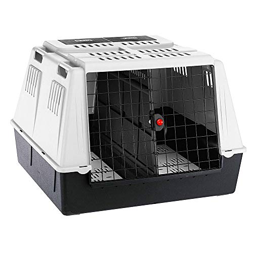 Ferplast Transportín para Perros para Viajes en automóvil Atlas Car Maxi, Rejillas de ventilación, Compartimentos portaobjetos, Alfombrilla de Drenaje incluida, 100 x 80 x h 71 cm Gris