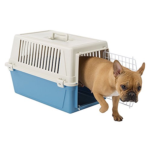 Ferplast Transportín rígido para Perros de Talla pequeña y Gatos Atlas 30 EL, Caja de Transporte, Plástico, Puerta de Acero plastificado, Rejillas de ventilación, 40 x 60 x h 38 cm Azul Marino