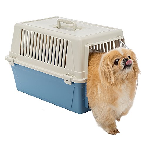 Ferplast Transportín rígido para Perros de Talla pequeña y Gatos Atlas 30 EL, Caja de Transporte, Plástico, Puerta de Acero plastificado, Rejillas de ventilación, 40 x 60 x h 38 cm Azul Marino