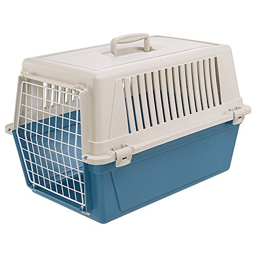 Ferplast Transportín rígido para Perros de Talla pequeña y Gatos Atlas 30 EL, Caja de Transporte, Plástico, Puerta de Acero plastificado, Rejillas de ventilación, 40 x 60 x h 38 cm Azul Marino