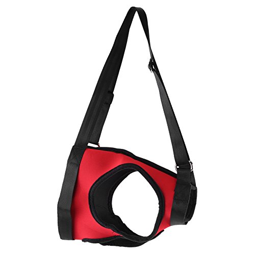 Filfeel Soporte para perros Arnés Pet Walking Ayuda Lifting Pulling Vest Sling Support Rehabilitation para perros viejos y heridos(Pata trasera - L-rojo)