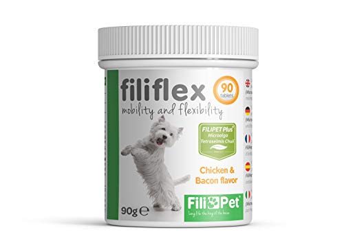 Filipet Glucosamina para Perros, antinflamatorio, condroprotector, Ayuda al Cuidado de Las articulaciones, Huesos, Mejora la Movilidad y flexibilidad de su Perro. Fórmula PETFIT Plus. Filiflex