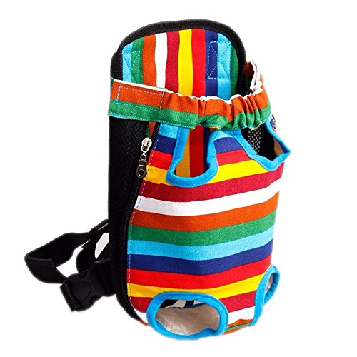 FONLAM Bolso Frontal Perro Gato Mochila Transportin Portátil Cachorro Mascota con Hombreras Tirantes Ajustables Entrepiernas de Malla (S(0-2.5KG), Multicolor)