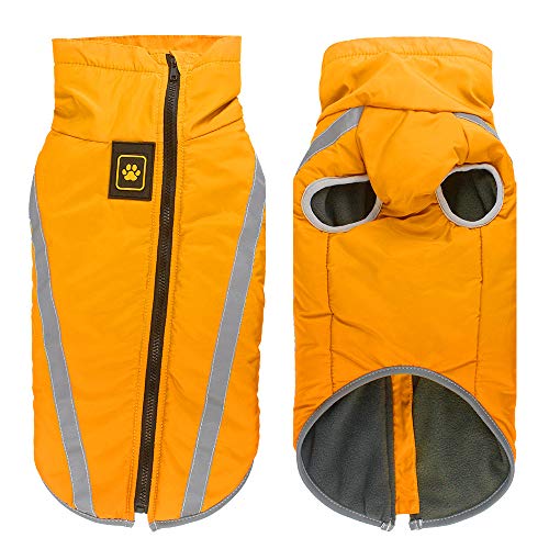 FREESOO Ropa para Mascotas Perros Impermeables Chubasqueros Invierno Chaleco Caliente Abrigo Chaqueta Reflectante Resistente al Viento para Perros Medianos y Grandes