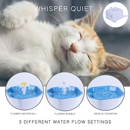 Fuente dispensadora de agua para mascotas y gatos, 1,6 l, filtro higiénico, reemplazable, con 1 filtro de carbono y 1 almohadilla de silicona (adaptador no incluido)