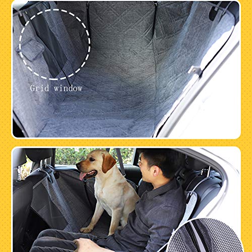 Funda para Asiento De Coche para Perros Asiento para Mascotas Hamaca 4 En 1, con Solapas Laterales De Ventana De Malla para ProteccióN del Asiento Trasero, Impermeable,Negro