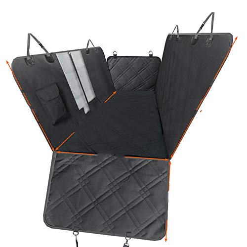 Funda para Asiento De Coche para Perros Asiento para Mascotas Hamaca 4 En 1, con Solapas Laterales De Ventana De Malla para ProteccióN del Asiento Trasero, Impermeable,Negro