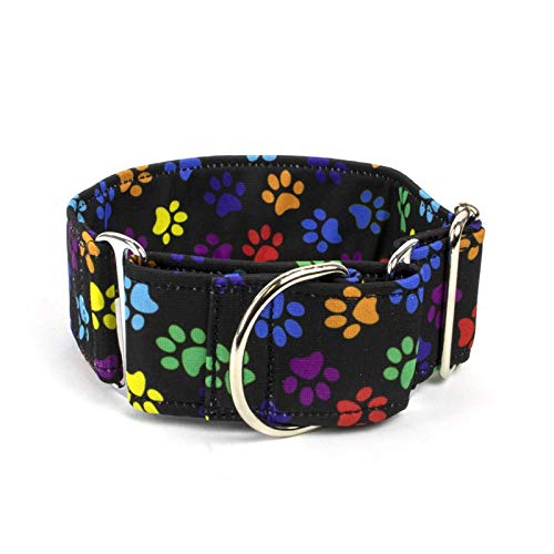 Galguita Amelie, 5cm Ancho Talla XL (50cm - 60cm), Collar para Perro antiescape. Huellas.