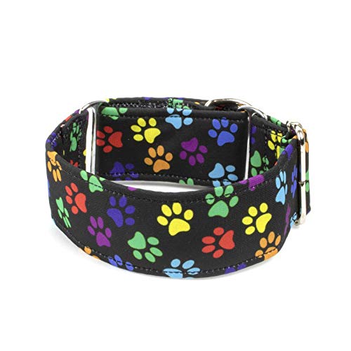 Galguita Amelie, 5cm Ancho Talla XL (50cm - 60cm), Collar para Perro antiescape. Huellas.