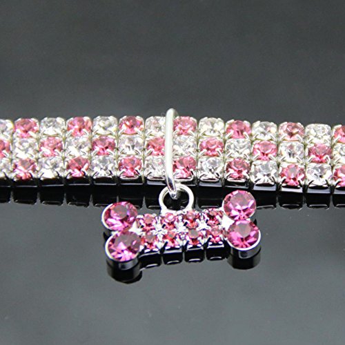 GEZICHTA Collar para Perro con Diamantes de Imitación de la Marca Gzichta, Collar para Mascotas Pequeñas o Medianas con Colgante en Forma de Hueso