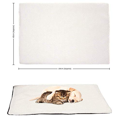 GingerUP - Alfombra de Cama para Mascotas, Gatos, Auto calefacción, para Mascotas, Perros y Gatitos para Viajes o casa, Color Blanco