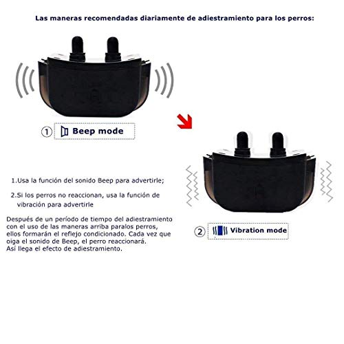 GLEADING Collar De Adiestramiento para Perros Mando. Rango De 280 Metros Recargable. Resistente Al Agua. Pitido De Alerta Y Modo De Vibración.