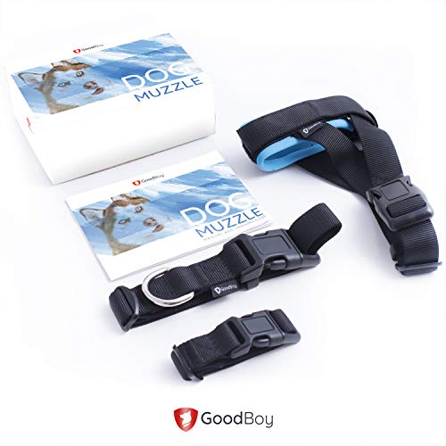 GoodBoy Bozal de protección Suave para Perros – Evita mordiscos, ladrido y masticación (XL, Azul)