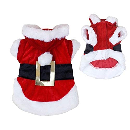 Grivey Perro Navidad Ropa de Perro Super Suave Puppy Disfraz con Capucha Cachorro y Gatos Ropa Jersey Disfraz de Papá Noel/Christmas Santa Pet Cat Clothes