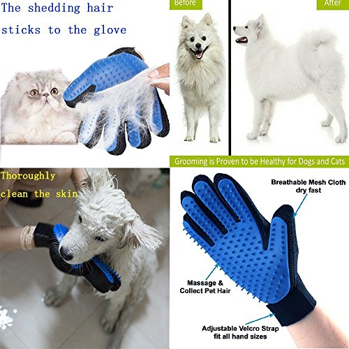 Guantes de Mascotas, 1 Par Guante de Masaje para Mascotas Gatos, Diseño de Cinco Dedos para Un Cepillado Suavemente y Un Aseo de Tu Perro - Tu Gato o Cualquier Otra Mascota con Un Pelaje Largo y Corto