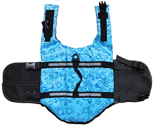 Gulunmun Dog Life Jacket Float Coat Deportes acuáticos Swim Aid Chaleco Salvavidas para Perros Mascota con Mango y reflectores Azul, M