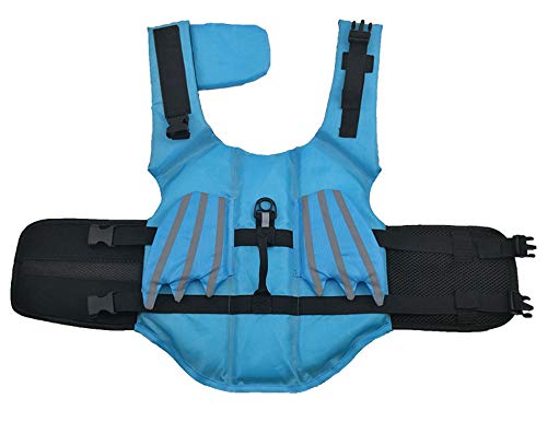 Gulunmun Dog Life Jacket Float Coat Deportes acuáticos Swim Aid Chaleco Salvavidas para Perros Mascota con Mango y reflectores Azul, XXL