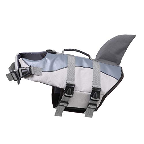 Gulunmun Dog Life Jacket Float Coat Deportes acuáticos Swim Aid Chaleco Salvavidas para Perros Mascota con Mango y reflectores Gris, S