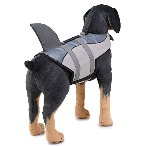 Gulunmun Dog Life Jacket Float Coat Deportes acuáticos Swim Aid Chaleco Salvavidas para Perros Mascota con Mango y reflectores Gris, S