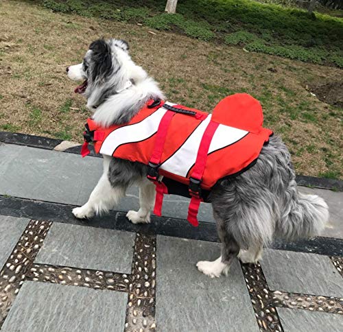 Gulunmun Dog Life Jacket Float Coat Deportes acuáticos Swim Aid Chaleco Salvavidas para Perros Mascota con Mango y reflectores Rojo, S