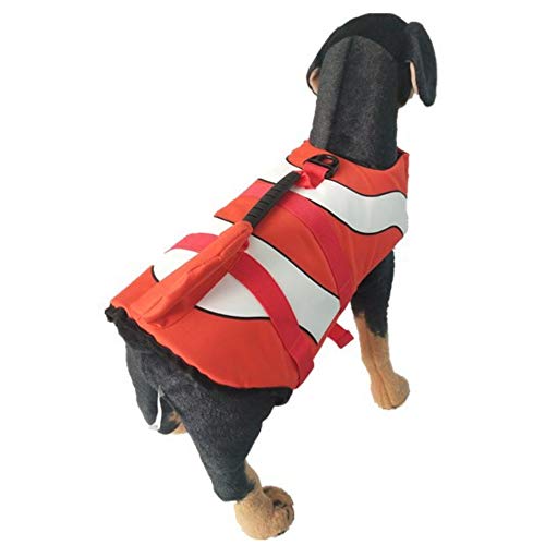 Gulunmun Dog Life Jacket Float Coat Deportes acuáticos Swim Aid Chaleco Salvavidas para Perros Mascota con Mango y reflectores Rojo, S