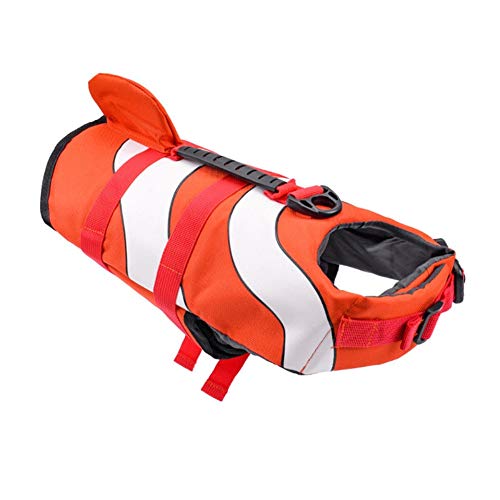 Gulunmun Dog Life Jacket Float Coat Deportes acuáticos Swim Aid Chaleco Salvavidas para Perros Mascota con Mango y reflectores Rojo, S