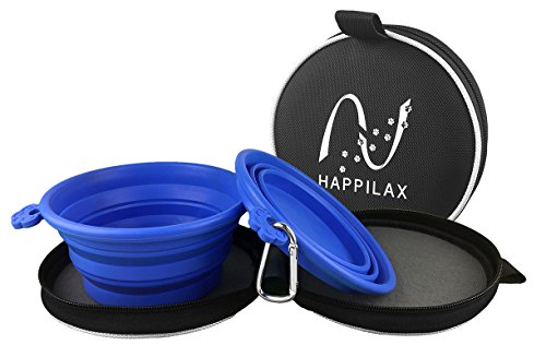 Happilax Comedero y Bebedero portátil y Plegable para Perro y Gato con Bolsa de Viaje