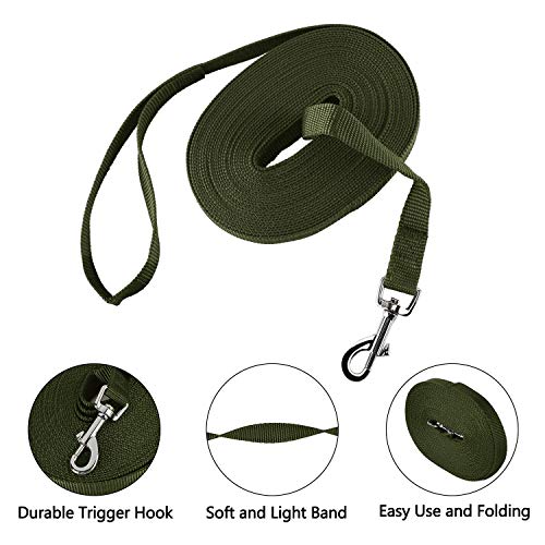 HAPPY HACHI Correa de Adiestramiento para Perros Larga Correas Nylon Resistente para Camping Paseo Longitud 20m Verde