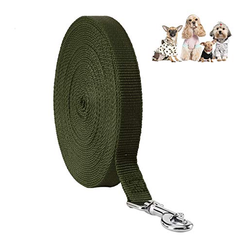 HAPPY HACHI Correa de Adiestramiento para Perros Larga Correas Nylon Resistente para Camping Paseo Longitud 20m Verde