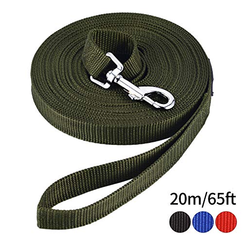 HAPPY HACHI Correa de Adiestramiento para Perros Larga Correas Nylon Resistente para Camping Paseo Longitud 20m Verde