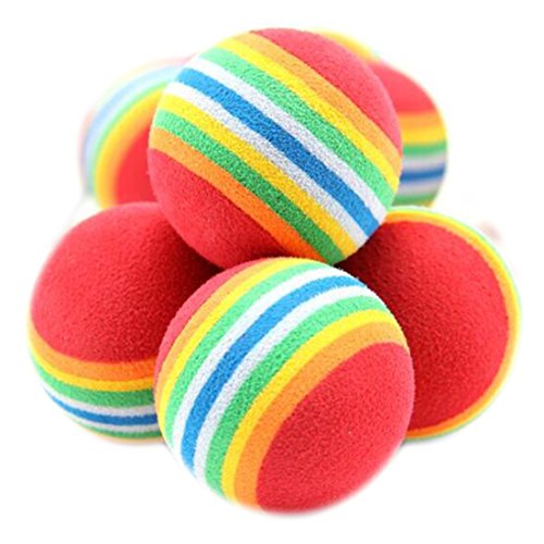 Healthy Clubs 10Pcs Funny Cute Rainbow Toy Ball Small Dog Cat Pet training Toys