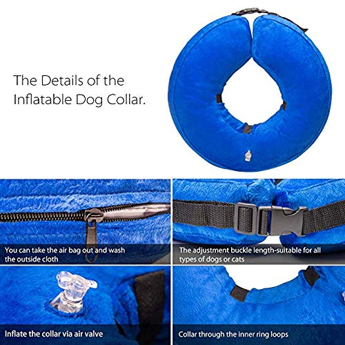 Hengu Collar Inflable de recuperación de Mascotas, Cuello Blando Ajustable para Gatos o Perros, Evita Que la Mascota Lame Tocando heridas y Promueva la recuperación (con un inflador)