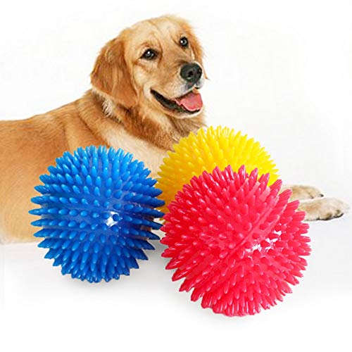 HHSM - Pelota para Perro con Pinchos para Perros Grandes Golden Retriever, Juguete de Limpieza de Dientes para Masticar con Sonido superelástico, 11 cm