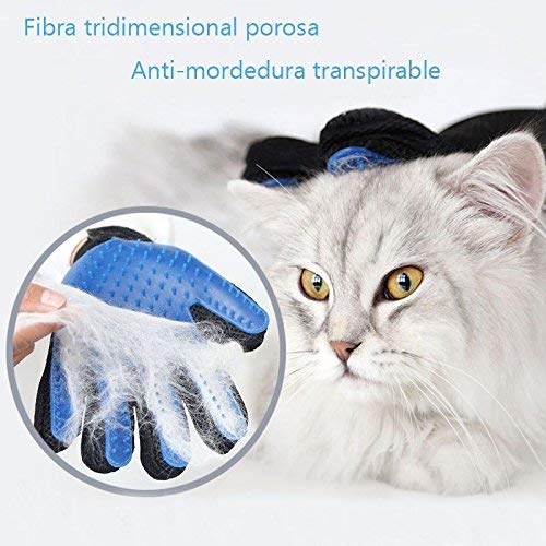 HLZDH 2PCS Guantes de 5 Dedos Manopla Masaje para Perros Mascotas Gatos, con el Material Transpirable, Retiro del Pelo y Aparato de Masaje Guantes Eficientes para la Eliminación de Pelo Suelto (Azul)