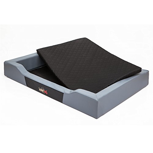 Hobbydog Cama para Perros Delux, Gris, tamaño XL 93 x 62 cm, Piel sintética + aushaltbares codurastoff