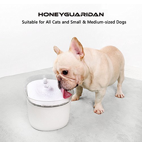 HoneyGuaridan W25 dispensador Silencia Fuente de Agua Automática Inteligente con Sensor de Infrarrojos,bebederos Mascotas,Fuentes para Perros y Gatos - Pack de 2 Filtros de Carbón