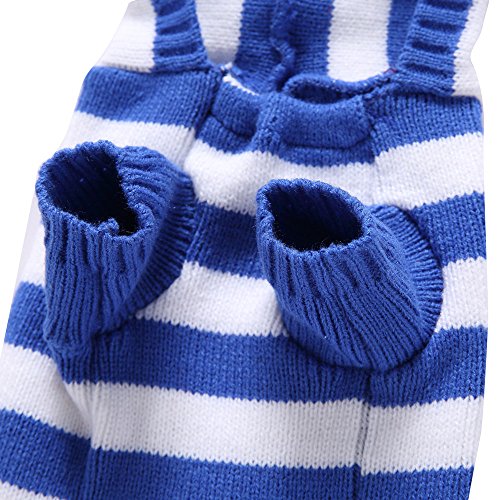 HongYH 2 Patrones de Punto de Punto suéter de Perro, Invierno cálido Pijamas de Perro, Azul y Blanco Holiday Knitwear suéter de Perro Ropa de Mascotas para Perros pequeños y Gatos