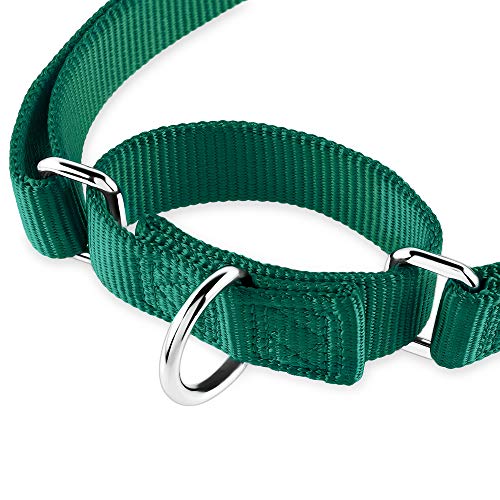 Hyhug Cuello de Perro Mediano para niños y niñas Martingale, Mediano y antifuga de Alta Resistencia: Entrenamiento para Caminar Uso Diario (Medio M, Verde Oscuro)