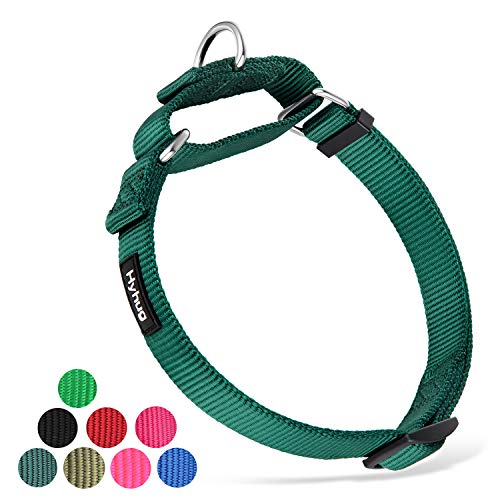 Hyhug Cuello de Perro Mediano para niños y niñas Martingale, Mediano y antifuga de Alta Resistencia: Entrenamiento para Caminar Uso Diario (Medio M, Verde Oscuro)