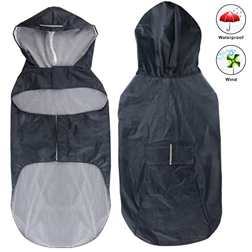 Idepet Chubasquero para perros con capucha y cuello,Poncho impermeable para lluvia para perros Chaqueta de lluvia para perros Sudaderas a prueba de viento perros pequeños, medianos y grandes