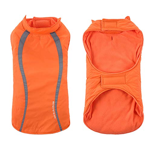 Idepet Impermeable Abrigo para perros Chaleco cálido Ropa Correa reflectante Patchwork Acolchado Mediano Chaqueta para perro grande Sudadera con capucha