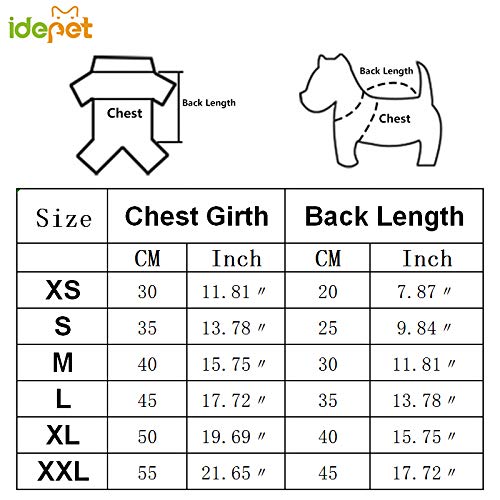 Idepet Perro Gato Sudadera con Capucha Abrigo de Invierno cálido otoño Invierno de Mascota Ropa para Perros de algodón con botón Mono de Perro para Cachorros de Perros pequeños