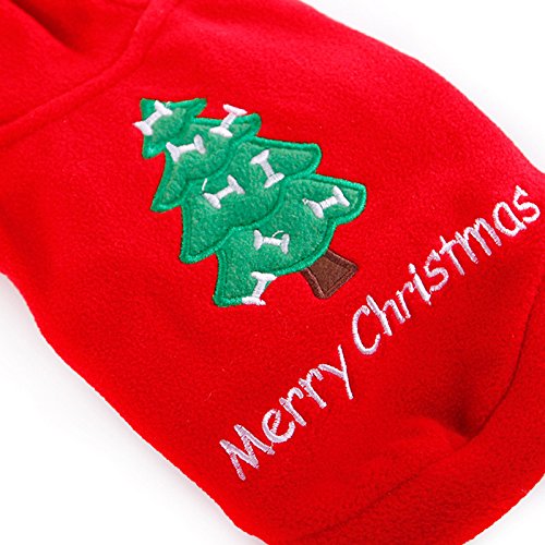 Idepet Santa mascota gato perro traje feliz árbol de navidad patrón ropa algodón sudadera con capucha para perro gato