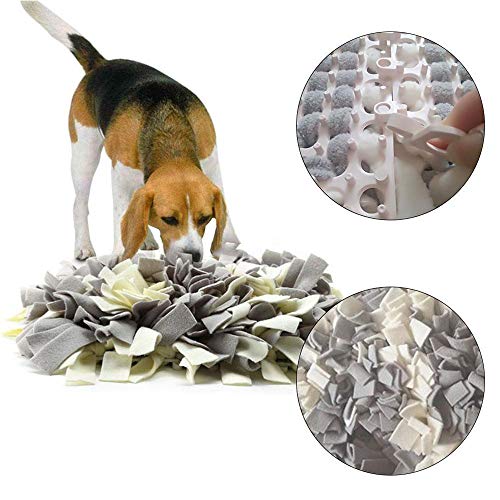 IEUUMLER Snuffle Mat para Perros Estera de alimentación Estera de Entrenamiento Manta para la Nariz Juguete de Juego IE075 (45x45cm, Grey & White)