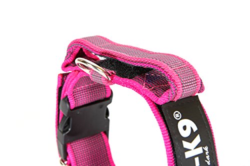 Julius-K9 Collar Color & Gray con la manija, la cerradura de seguridad y el remiendo intercambiables, 50 mm (49-70 cm), Rosado-Gris