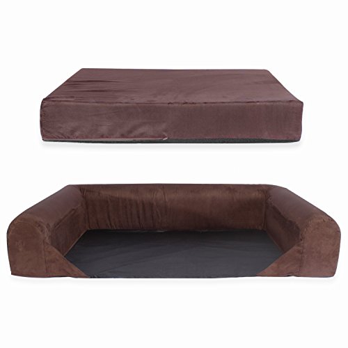 KOPEKS Sofa Cama para Perro Extra Grande Estilo Lounge Perros Mascotas Grandes Gigantes con Memoria Viscoelástica Ortopédica 142 x 100 x 25 cm - XL - XXL - Marrón