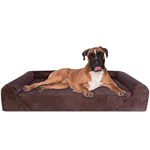 KOPEKS Sofa Cama para Perro Extra Grande Estilo Lounge Perros Mascotas Grandes Gigantes con Memoria Viscoelástica Ortopédica 142 x 100 x 25 cm - XL - XXL - Marrón