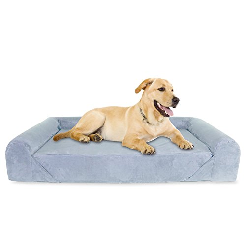 KOPEKS Sofa Cama para Perro Extra Grande Estilo Lounge Perros Mascotas X Grandes Gigantes con Memoria Viscoelástica Ortopédica 142 x 100 x 25 cm - XL - XXL - Gris